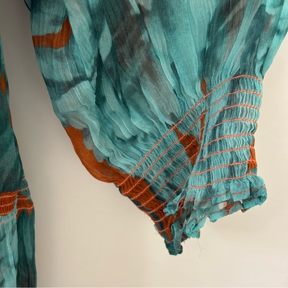 Anthropologie Marius Teal and Orange Patterned Dress Boho New W/Tags MSRP $200 - Picture 8 of 13